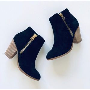 Aldo Black Suede Heeled Booties
